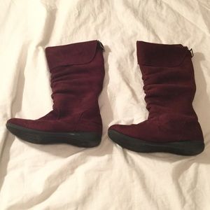 Girls Wine Burgundy Slouch Boots YOUTH Size 2M